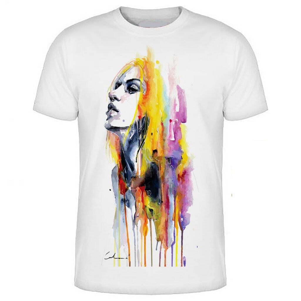 Womens t shirt with colorful face design